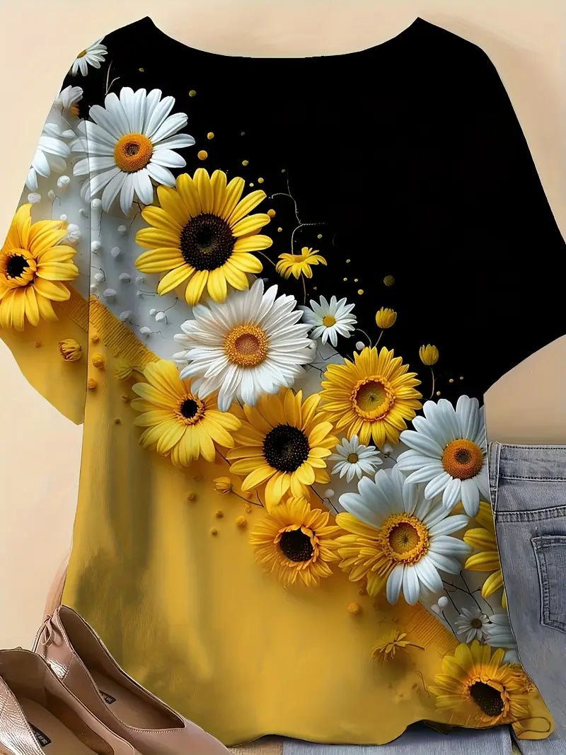 3D Print Casual Flower Tee for Everyday Wear - Image 2