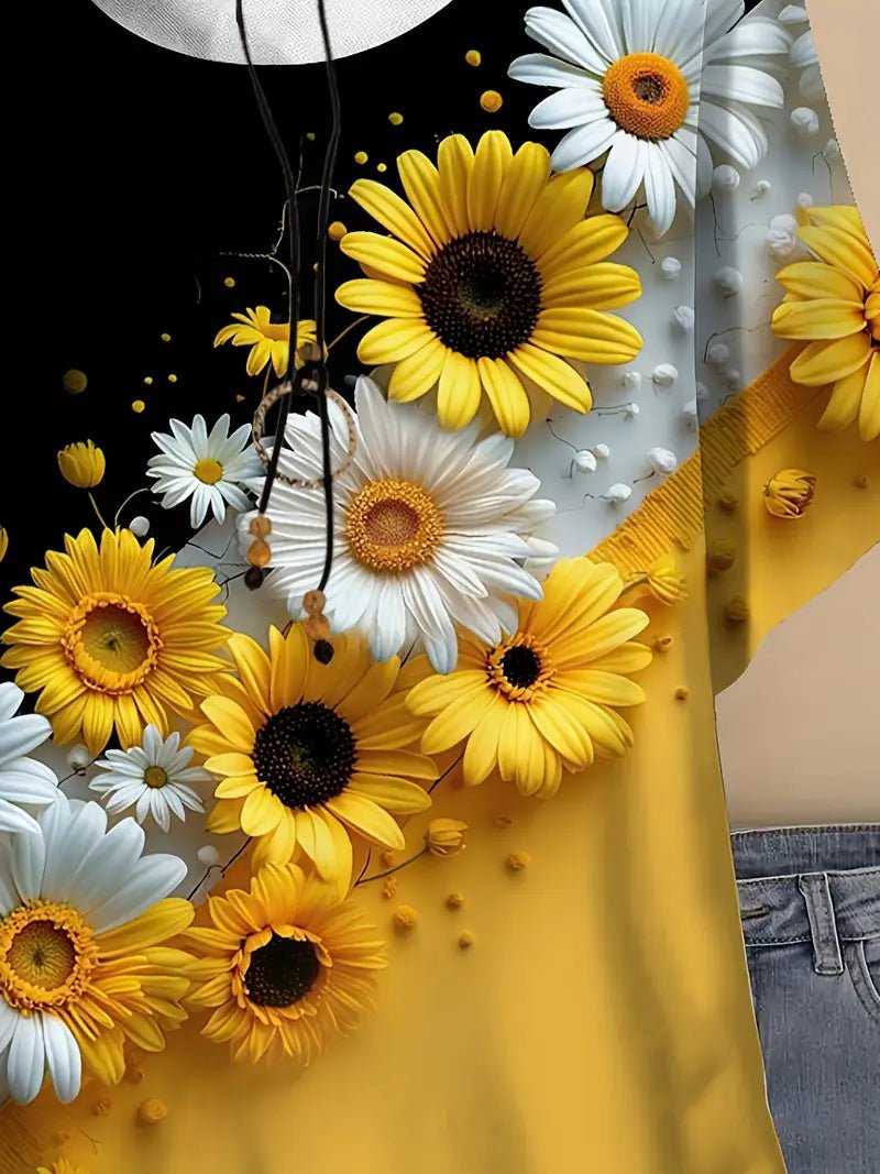 3D Print Casual Flower Tee for Everyday Wear - Image 3